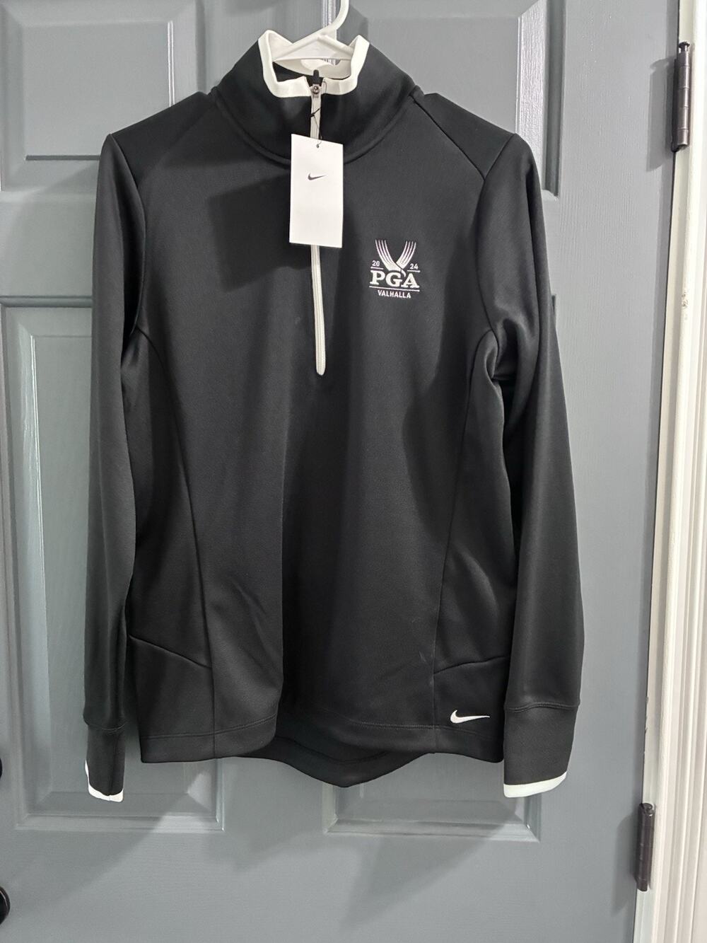 Nike Golf Dri Fit 1/2 Zip Cover Up Womens Size Lg Black Pull over PGA Logo
